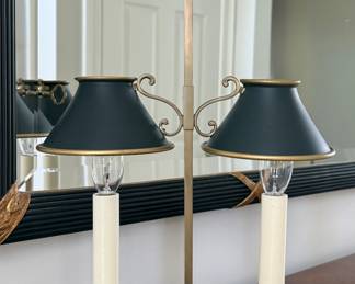 Double Light Table Lamp with Tole Shades