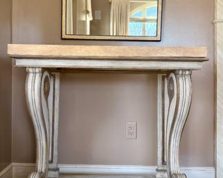 (2) Niermann Weeks Blenheim Console Tables with Faux Travertine Top