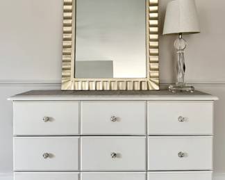 White Bureau with Gold Accent Mirror