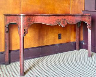 Minton Spidell Lyford Style Console Table with Gold Detail and Flower Design