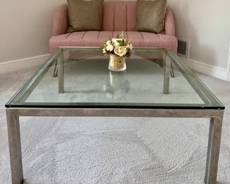 Brushed Chrome & Glass Coffee Table