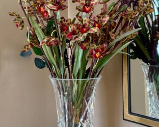 Waterford Vase with Faux Floral Arrangement