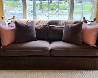 Baker "Knole" Sofa with 2 Pillows, Down Cushions/Backs in Brown Chenille