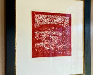"Nantucket Weekend" Woodcut on Rice Paper, Signed Sheila Mann (2007)