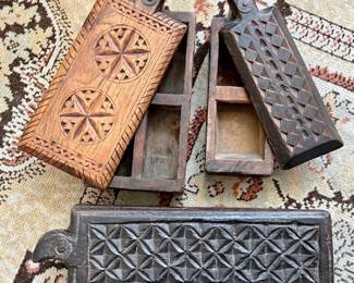 Vintage Hand Carved Spice Boxes