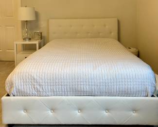Contemporary Faux Leather Queen Platform Bed