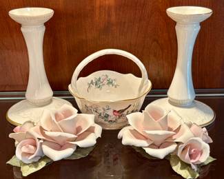 Lenox Candlesticks & Handled Dish