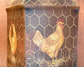 Hand Painted Chicken Canister