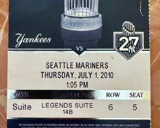 Yankees Ticket Stub
