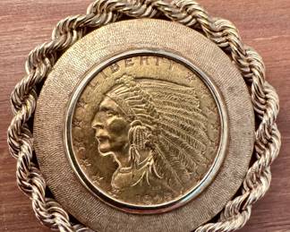 14K Pendent with 2 1/2 Dollar Coin