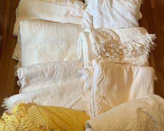Huge selection of Martha Washington style bedspreads and a crochet bed cover