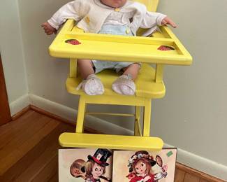 Doll high chair there is also large selection of high quality collectible baby dolls. One shown is Lee Middleton