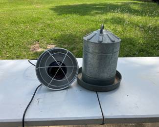 Chicken heat light and waterer