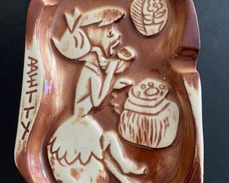 2 vintage ashtrays.  Betty from the Flintstones.  Was it Betty Rubble?