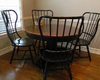 Hammered copper top dining table, 48'' round.
