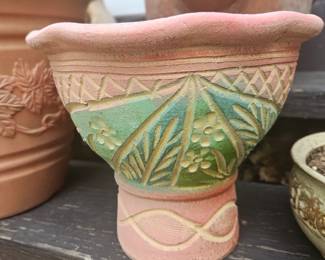 Terracotta Planter with painted design details