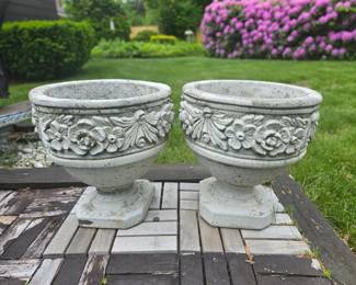 Two Large Cement Planters