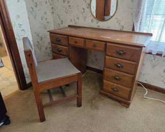 #45 Mid-Century Wood Desk 49x19x30 w/ Chair $125.00