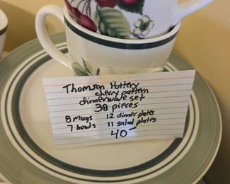 #100 Thomson Pottery Cherry Pattern Dinnerware Set 38 Pcs $40.00