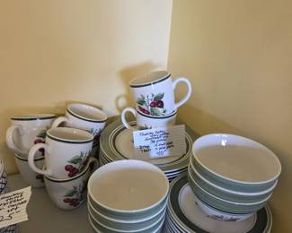 #100 Thomson Pottery Cherry Pattern Dinnerware Set 38 Pcs $40.00