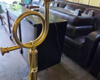 #82 Brass Horn Floor Lamp 60" (as is base finish) $40.00