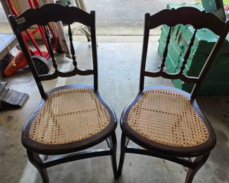#67 Pair of Cane Bottom Spindle Chairs $40.00