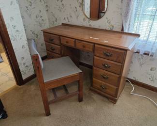 #45 Mid-Century Wood Desk 49x19x30 w/ Chair $125.00
