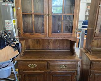 #73 China Hutch, 2 Glass Doors, 2 Wood Doors, 2 Drawers 38x16x34-76 $125.00