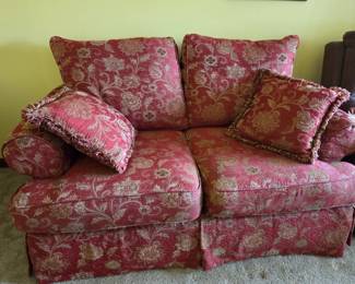 #18 Burgundy Vine Pattern Love Seat 68" (as is wear) $75.00