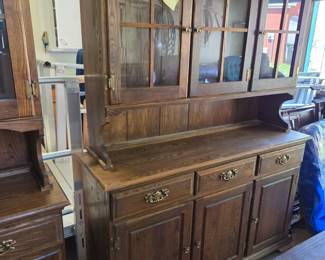 #72 China Hutch, 3 Glass Doors, 3 Wood Doors, 3 Drawers 55x16x34-76 $175.00