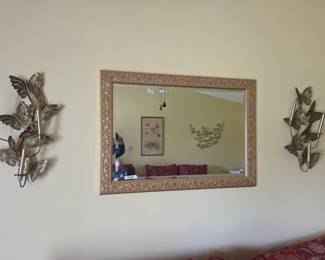 #23 Pair of Brass and Iron Wall Candle Sconces 25" $25.00
