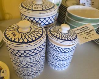 #101 Ten Strawberry Street Indigo and Blue 3 Piece Canister Set $25.00
