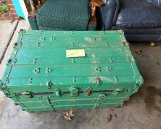 #85 Antique Green Painted Trunk $150.00