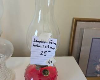 #115 Lamplight Farms Hob Nail Oil Lamp $25.00