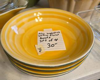 #106 Alco Industries yellow floral bowls set of 4 $30.00