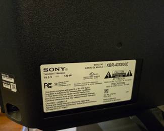 #27 Sony Bravia Flat Screen 43" TV w/ Remote Model XBR-43X800E $45.00