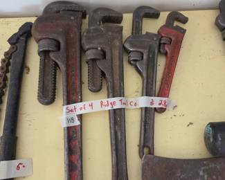 #118 Set of 4 Ridge USA Pipe Wrenches $28.00