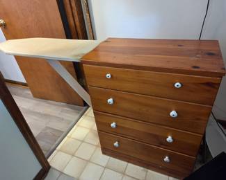 #10 Pine Dresser w/ Attached Ironing Board 27X15X34(as is finish) 59" W/ Ironing Board $35.00
