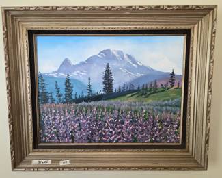 #41 Franklin Ellis 89 Mountain Flowers Painting 31x25 $35.00