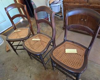 #74 Set of 3 Cane Chairs $75.00