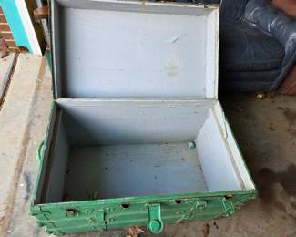 #85 Antique Green Painted Trunk $150.00