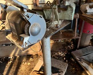 Metal grinder on stand