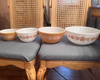 Set of Pyrex Gold Butterfly Nesting bowls