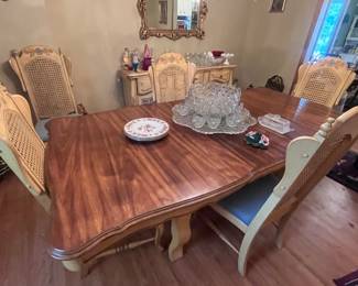Gorgeous Dining Room that includes this table with 6 chairs, beautiful China Cabinet, and great Sideboard.