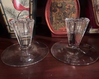 Heisey Parallel Crystal Candle Holders