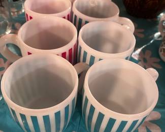 Vintage Hazel Atlas Candy Strip Coffee Mugs