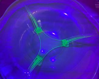 Uranium glass bowl under black light