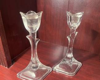 Tuscany Tulip Flower 24% Crystal candle Holders