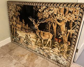 Large tapestry with wood frame