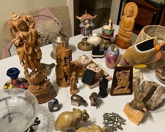 Sculptures and items from India and around the world